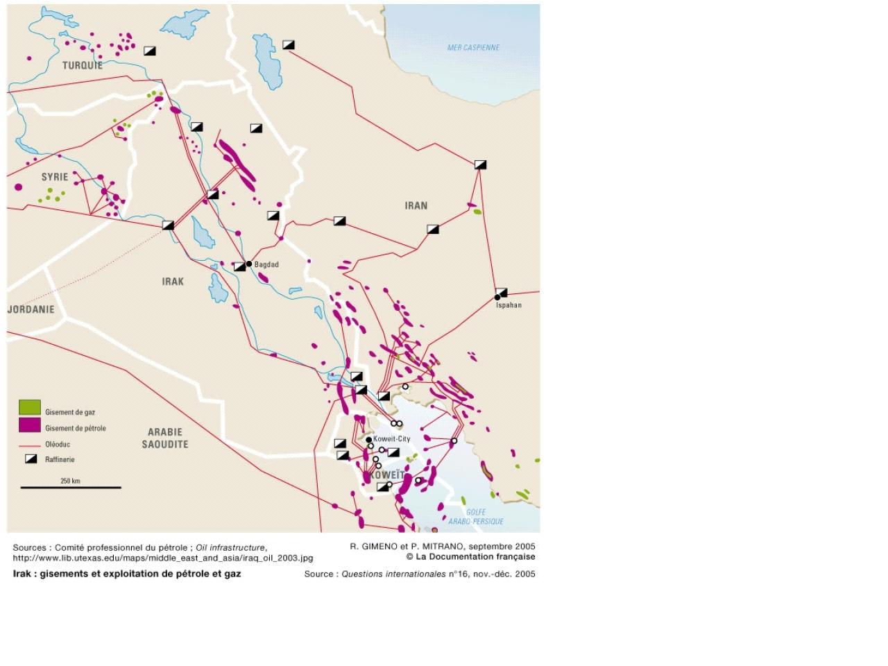 Irak: gisements et exploitation de pétrole et de gaz